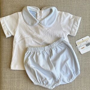 Petit Bebe Set - Light Blue Check